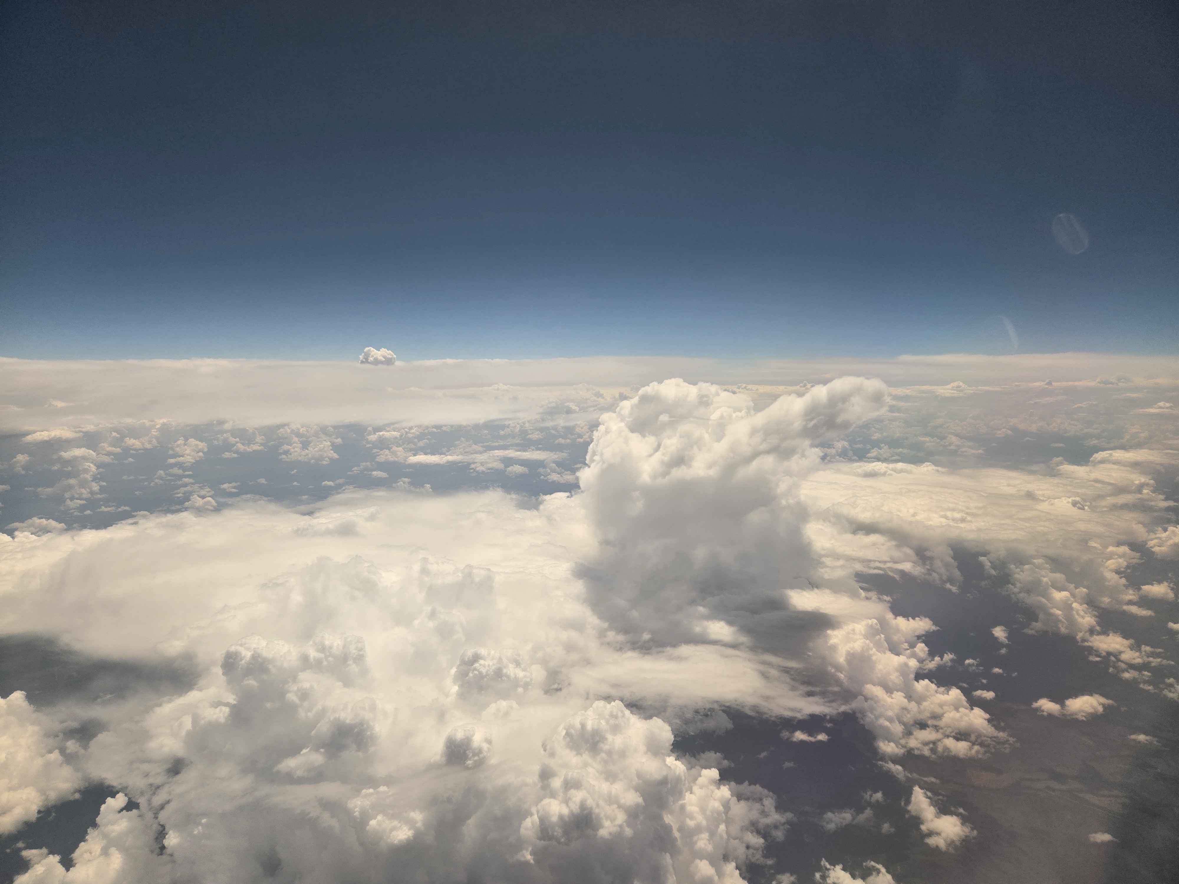 View of the skies, from roughly 35000 feet to 39000 feet in the air.