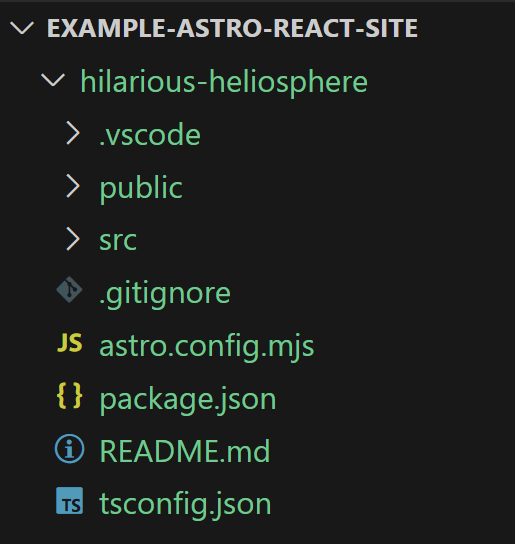 Screenshot from the Visual Studio Code project 'Explorer' section, showing a subfolder in the project's root directory.